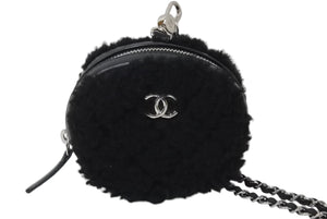 極美品 CHANEL シャネル ショルダーバッグ ココネージュ チェーンクラッチ マトラッセ シルバー金具 ボア素材 中古 4c070063