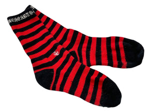 CHROME HEARTS Socks Logo Embroidery Striped Red Black Cotton Good Condition Used 4c071023
