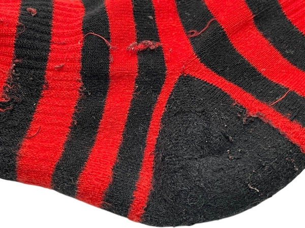 CHROME HEARTS Socks Logo Embroidery Striped Red Black Cotton Good Condition Used 4c071023