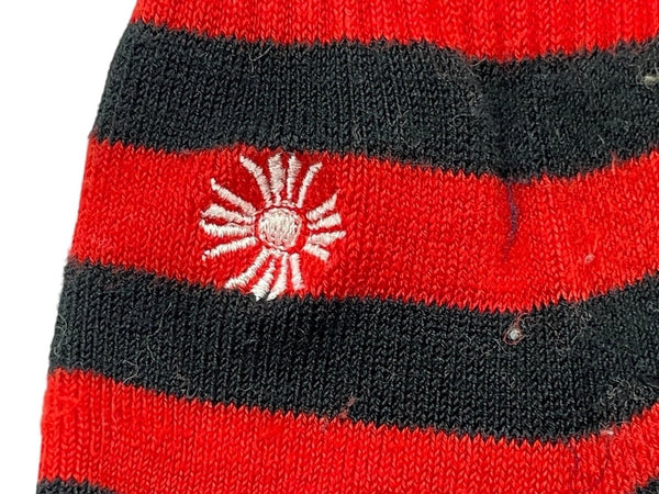 CHROME HEARTS Socks Logo Embroidery Striped Red Black Cotton Good Condition Used 4c071023