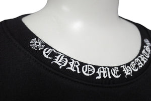 CHROME HEARTS クロムハーツ スウェットシャツ サイズL ネックロゴ 袖プリント ブラック ホワイト コットン 美品 中古 4c070150