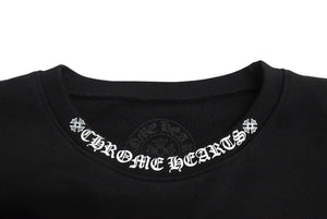 CHROME HEARTS クロムハーツ スウェットシャツ サイズL ネックロゴ 袖プリント ブラック ホワイト コットン 美品 中古 4c070150