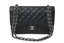 画像をギャラリービューアに読み込む, 極美品 CHANEL シャネル マトラッセ30 Wフラップ Wチェーン ショルダーバッグ 18番台 キャビアスキン ブラック シルバー金具 中古 4c070385