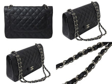 画像をギャラリービューアに読み込む, 極美品 CHANEL シャネル マトラッセ30 Wフラップ Wチェーン ショルダーバッグ 18番台 キャビアスキン ブラック シルバー金具 中古 4c070385