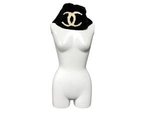 CHANEL Dekacoco Mark Lapin Neck Warmer Muffler Lapin Black White Good Condition Used 4c070624