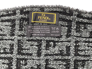 FENDI フェンディ マフラー ズッカ柄 FFロゴ イタリア製 アクリル ブラック グレー 美品 中古 4c071004