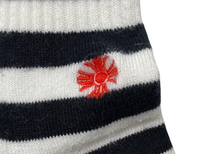 CHROME HEARTS Socks Logo Embroidery Striped White Black Cotton Good Used 4c071020