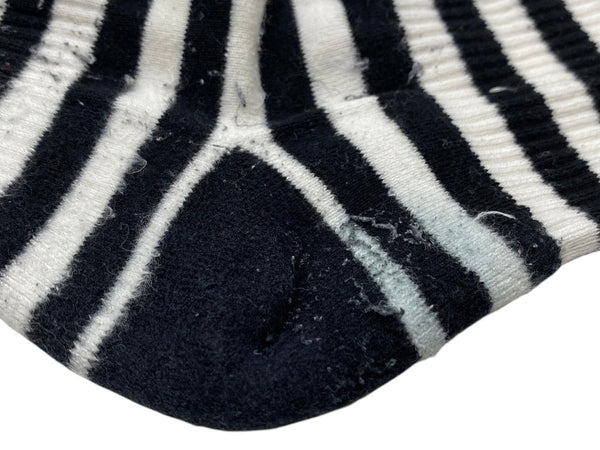 CHROME HEARTS Socks Logo Embroidery Striped White Black Cotton Good Used 4c071020