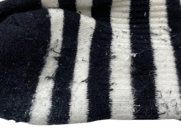 CHROME HEARTS Socks Logo Embroidery Striped White Black Cotton Good Used 4c071020