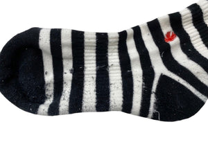 CHROME HEARTS Socks Logo Embroidery Striped White Black Cotton Good Used 4c071020