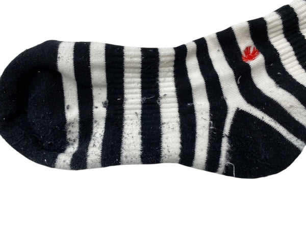 CHROME HEARTS Socks Logo Embroidery Striped White Black Cotton Good Used 4c071020