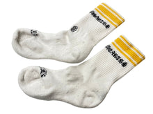 画像をギャラリービューアに読み込む, CHROME HEARTS クロムハーツ 靴下 ソックス ロゴ刺繍 イエロー FUCK YOU ホワイト コットン 良品 中古 4c071026