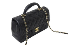 Load image into Gallery viewer, 新品同様 CHANEL シャネル ショルダーバッグ マトラッセ 20cm ハンドル付き ミニフラップバッグ ブラック AS2431 ゴールド金具 中古 4c071205