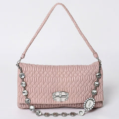 Very good condition MIUMIU Matelasse one shoulder bag RP0233 Nappa leather Bijou chain Pink Silver hardware Used 4a000514