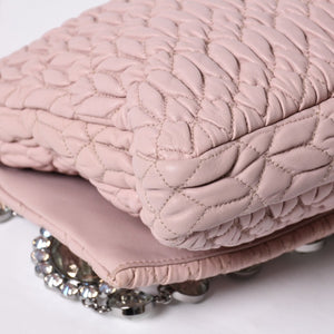 Very good condition MIUMIU Matelasse one shoulder bag RP0233 Nappa leather Bijou chain Pink Silver hardware Used 4a000514