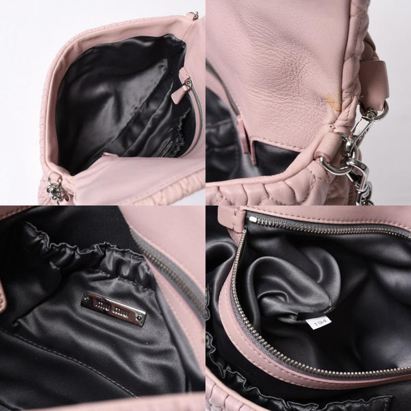 Very good condition MIUMIU Matelasse one shoulder bag RP0233 Nappa leather Bijou chain Pink Silver hardware Used 4a000514