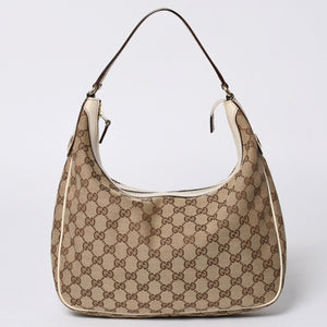 GUCCI グッチ GGキャンバス ショルダーバッグ 153010 ワンショルダー セミレザー カーキベージュ 白 アイボリー 4a000269