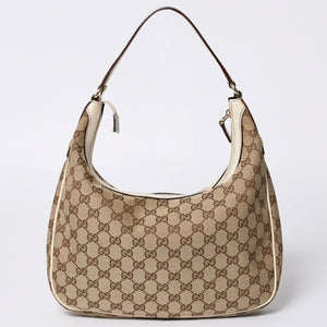 GUCCI グッチ GGキャンバス ショルダーバッグ 153010 ワンショルダー セミレザー カーキベージュ 白 アイボリー 4a000269