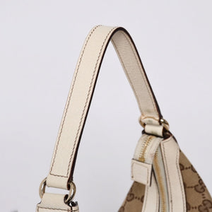 GUCCI グッチ GGキャンバス ショルダーバッグ 153010 ワンショルダー セミレザー カーキベージュ 白 アイボリー 4a000269