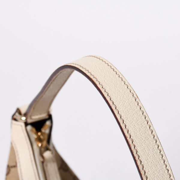 GUCCI グッチ GGキャンバス ショルダーバッグ 153010 ワンショルダー セミレザー カーキベージュ 白 アイボリー 4a000269