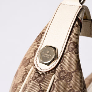 GUCCI グッチ GGキャンバス ショルダーバッグ 153010 ワンショルダー セミレザー カーキベージュ 白 アイボリー 4a000269