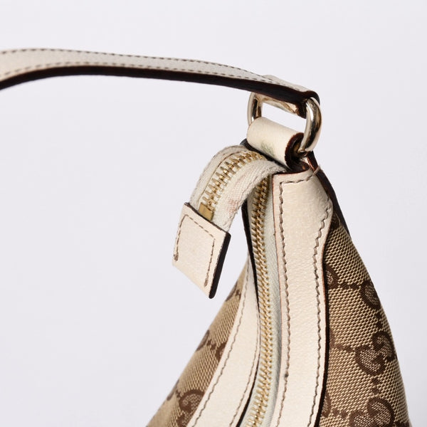 GUCCI グッチ GGキャンバス ショルダーバッグ 153010 ワンショルダー セミレザー カーキベージュ 白 アイボリー 4a000269