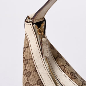 GUCCI グッチ GGキャンバス ショルダーバッグ 153010 ワンショルダー セミレザー カーキベージュ 白 アイボリー 4a000269