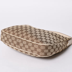 GUCCI グッチ GGキャンバス ショルダーバッグ 153010 ワンショルダー セミレザー カーキベージュ 白 アイボリー 4a000269