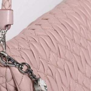 Very good condition MIUMIU Matelasse one shoulder bag RP0233 Nappa leather Bijou chain Pink Silver hardware Used 4a000514