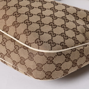 GUCCI グッチ GGキャンバス ショルダーバッグ 153010 ワンショルダー セミレザー カーキベージュ 白 アイボリー 4a000269