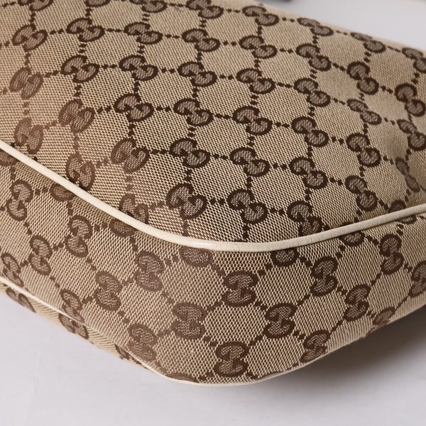 GUCCI グッチ GGキャンバス ショルダーバッグ 153010 ワンショルダー セミレザー カーキベージュ 白 アイボリー 4a000269