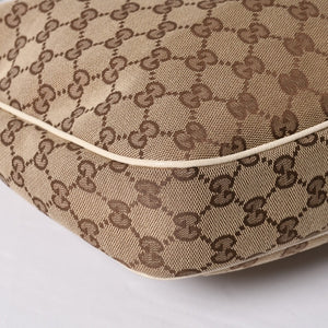 GUCCI グッチ GGキャンバス ショルダーバッグ 153010 ワンショルダー セミレザー カーキベージュ 白 アイボリー 4a000269