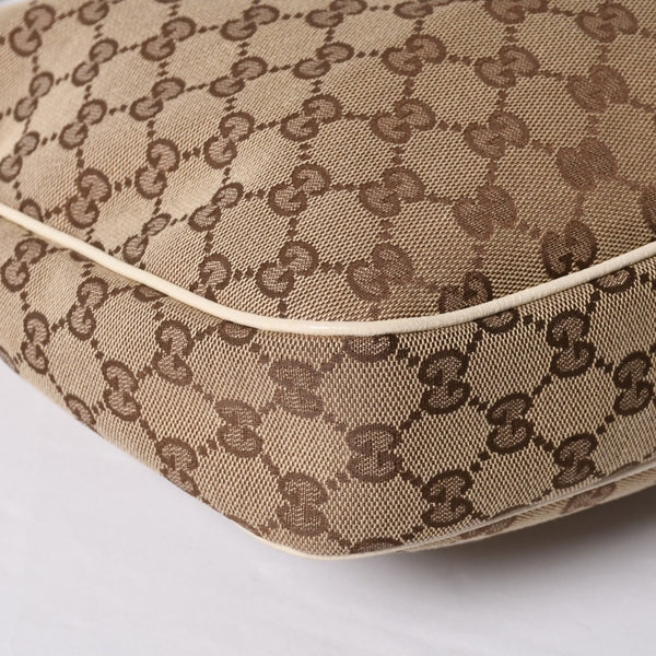 GUCCI グッチ GGキャンバス ショルダーバッグ 153010 ワンショルダー セミレザー カーキベージュ 白 アイボリー 4a000269