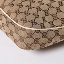 画像をギャラリービューアに読み込む, GUCCI グッチ GGキャンバス ショルダーバッグ 153010 ワンショルダー セミレザー カーキベージュ 白 アイボリー 4a000269
