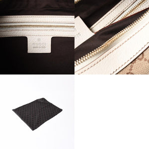 GUCCI グッチ GGキャンバス ショルダーバッグ 153010 ワンショルダー セミレザー カーキベージュ 白 アイボリー 4a000269