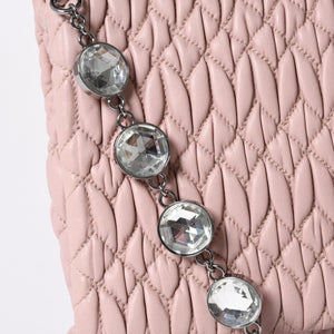 Very good condition MIUMIU Matelasse one shoulder bag RP0233 Nappa leather Bijou chain Pink Silver hardware Used 4a000514