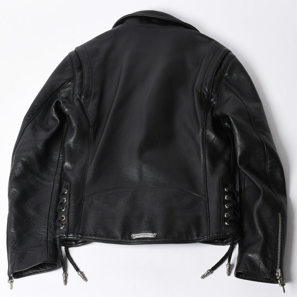 極美品 CHROME HEARTS クロムハーツ JJ DEAN JJ ディーン ダガージップ ライダース レザージャケット サイズS ブラック 中古 4a000613
