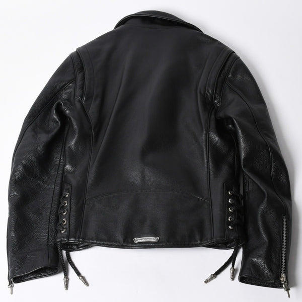 極美品 CHROME HEARTS クロムハーツ JJ DEAN JJ ディーン ダガージップ ライダース レザージャケット サイズS ブラック 中古 4a000613
