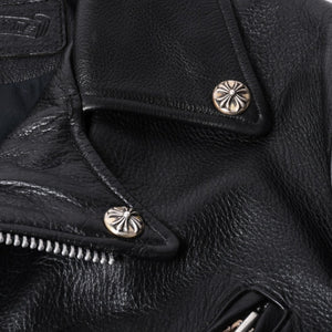 極美品 CHROME HEARTS クロムハーツ JJ DEAN JJ ディーン ダガージップ ライダース レザージャケット サイズS ブラック 中古 4a000613