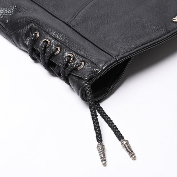 極美品 CHROME HEARTS クロムハーツ JJ DEAN JJ ディーン ダガージップ ライダース レザージャケット サイズS ブラック 中古 4a000613
