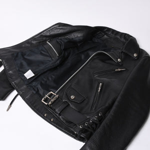 極美品 CHROME HEARTS クロムハーツ JJ DEAN JJ ディーン ダガージップ ライダース レザージャケット サイズS ブラック 中古 4a000613