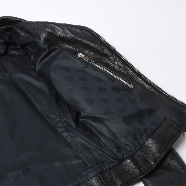 極美品 CHROME HEARTS クロムハーツ JJ DEAN JJ ディーン ダガージップ ライダース レザージャケット サイズS ブラック 中古 4a000613