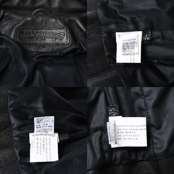 極美品 CHROME HEARTS クロムハーツ JJ DEAN JJ ディーン ダガージップ ライダース レザージャケット サイズS ブラック 中古 4a000613