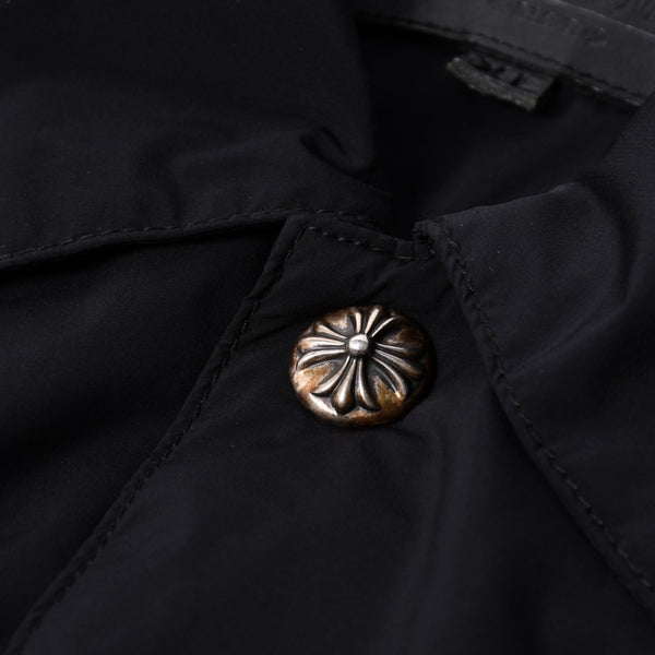 Like new CHROME HEARTS RIGGINS FBRC Nylon Coach Jacket Black Polyester Nylon Print Size XL Used 4a000683