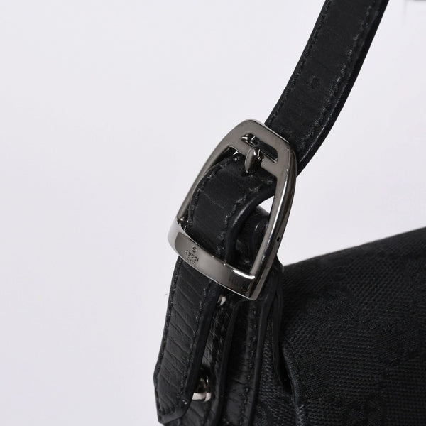 GUCCI Gucci Horsebit Hobo Handbag 120984 GG Canvas Leather Black Silver Hardware Good Condition Used 4a000401