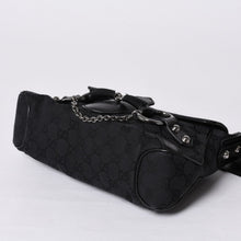 画像をギャラリービューアに読み込む, GUCCI グッチ ホースビット ホーボー ハンドバッグ 120984 GGキャンバス レザー ブラック シルバー金具 美品 中古 4a000401