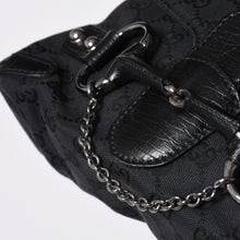 画像をギャラリービューアに読み込む, GUCCI グッチ ホースビット ホーボー ハンドバッグ 120984 GGキャンバス レザー ブラック シルバー金具 美品 中古 4a000401