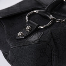 画像をギャラリービューアに読み込む, GUCCI グッチ ホースビット ホーボー ハンドバッグ 120984 GGキャンバス レザー ブラック シルバー金具 美品 中古 4a000401
