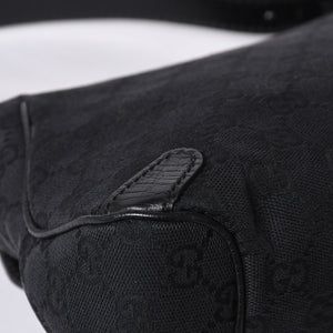 GUCCI Gucci Horsebit Hobo Handbag 120984 GG Canvas Leather Black Silver Hardware Good Condition Used 4a000401