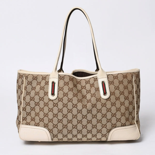 GUCCI Gucci One Shoulder Handbag 163805 2123 GG Canvas Sherry Line Leather Beige Good Condition Used 4a000214